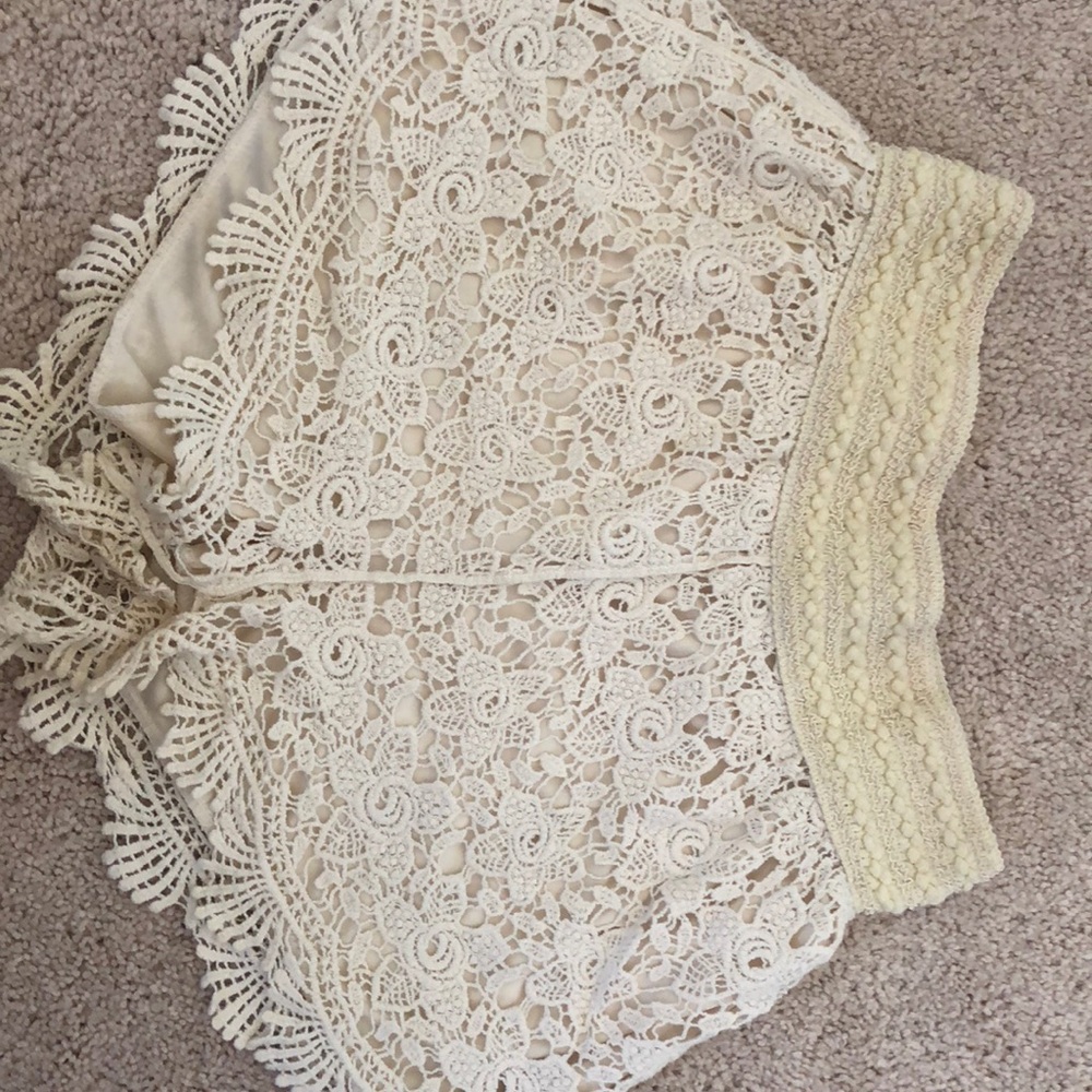 Laced cream colored shorts